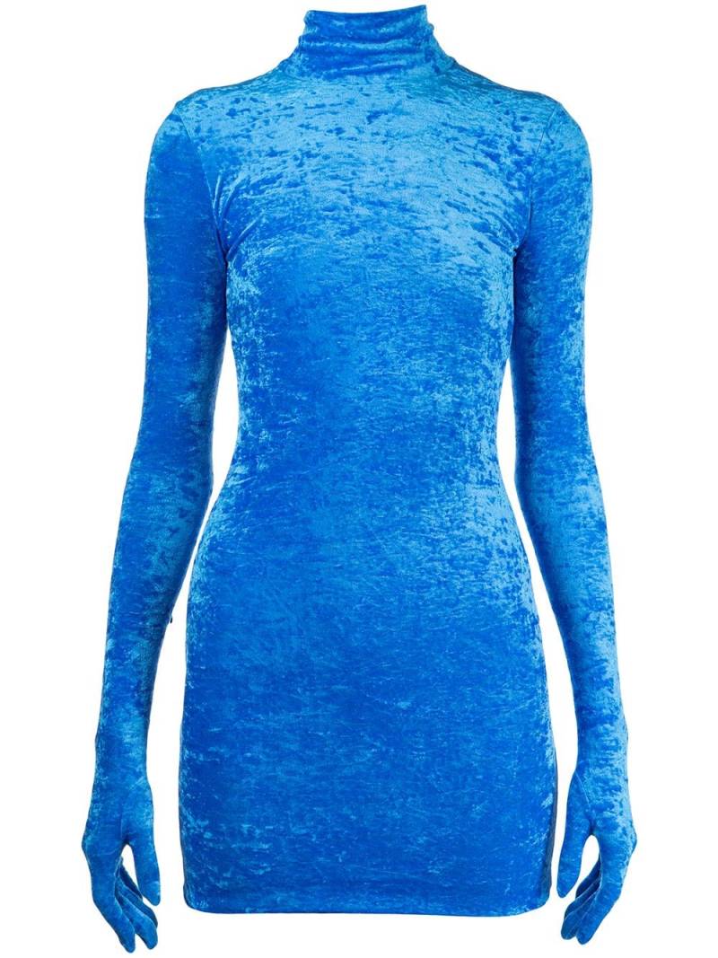 VETEMENTS crushed velvet glove mini dress - Blue von VETEMENTS