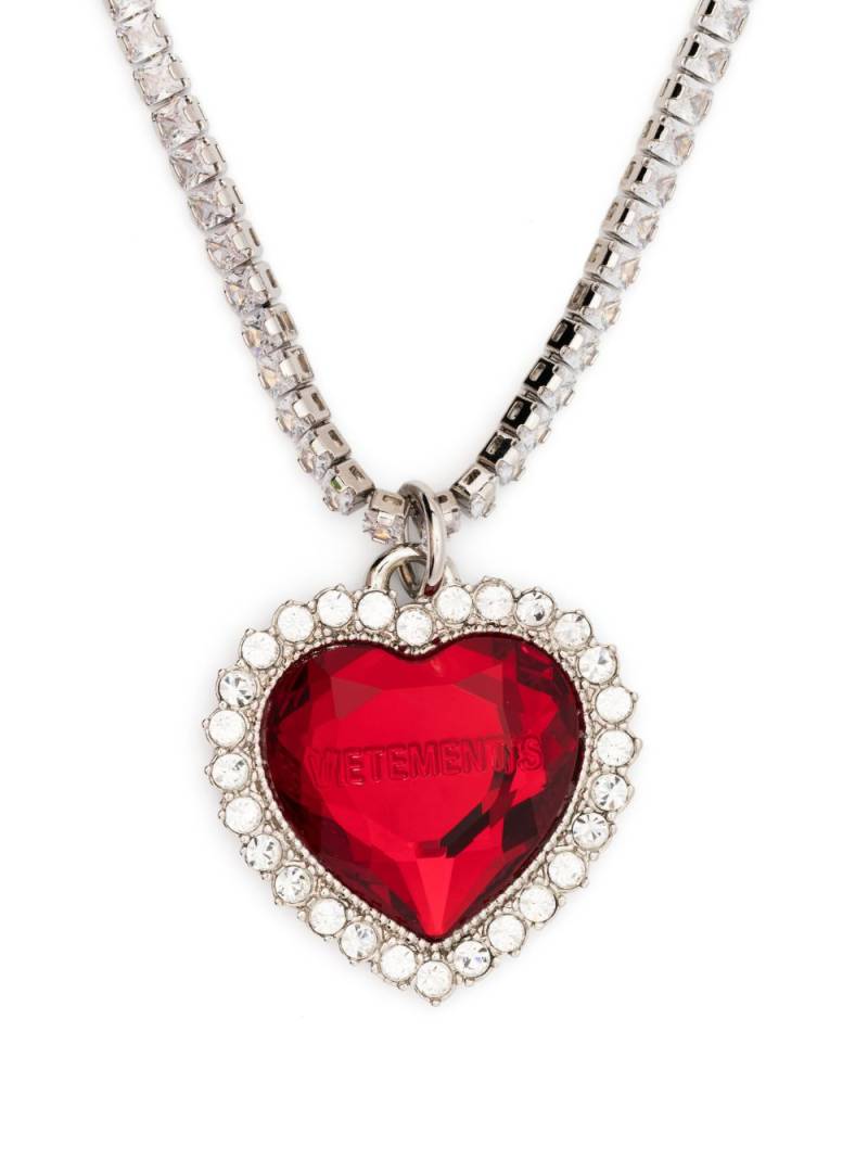 VETEMENTS crystal-embellished heart-pendant necklace - Silver von VETEMENTS