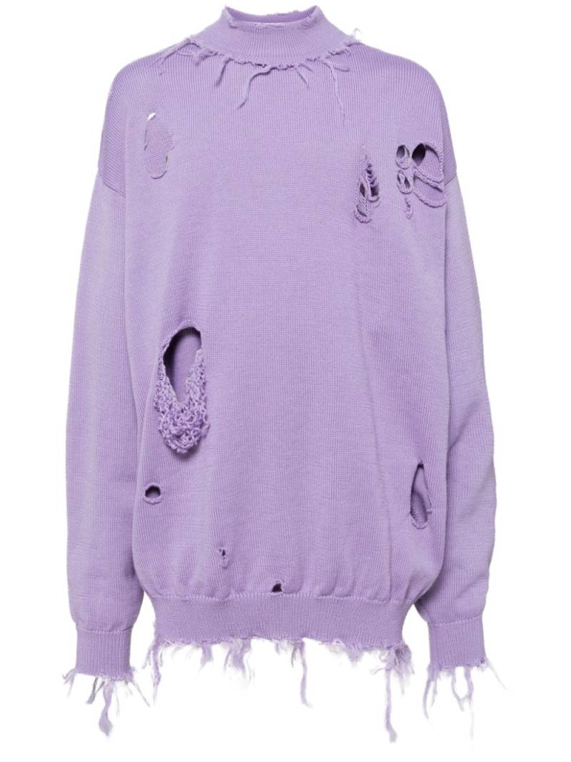 VETEMENTS distressed-effect jumper - Purple von VETEMENTS