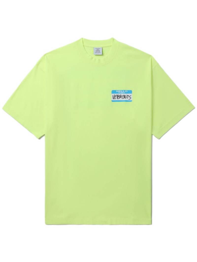 VETEMENTS graphic-print cotton t-shirt - Yellow von VETEMENTS