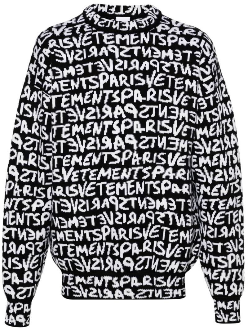 VETEMENTS intarsia-knit logo wool jumper - Black von VETEMENTS