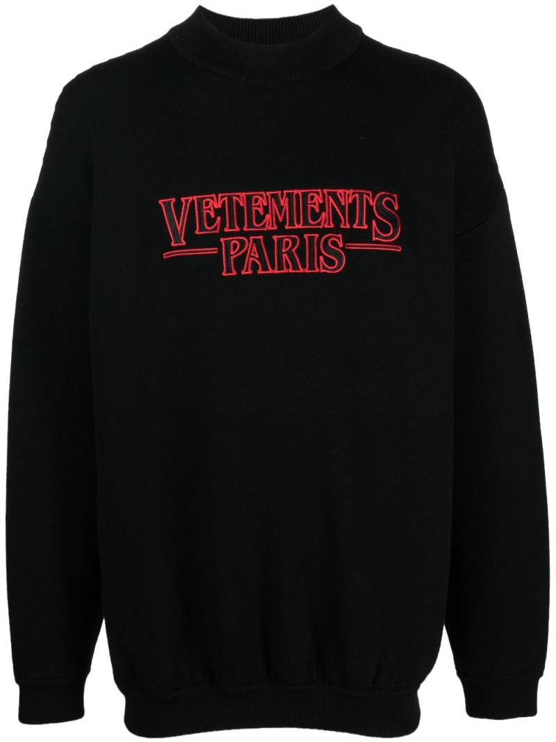 VETEMENTS logo-embroidered jumper - Black von VETEMENTS