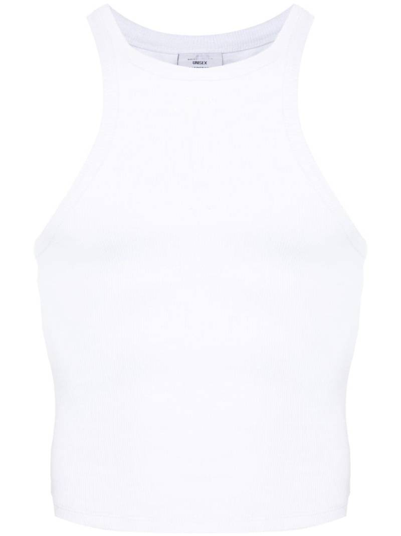 VETEMENTS logo-embroidered ribbed tank top - White von VETEMENTS