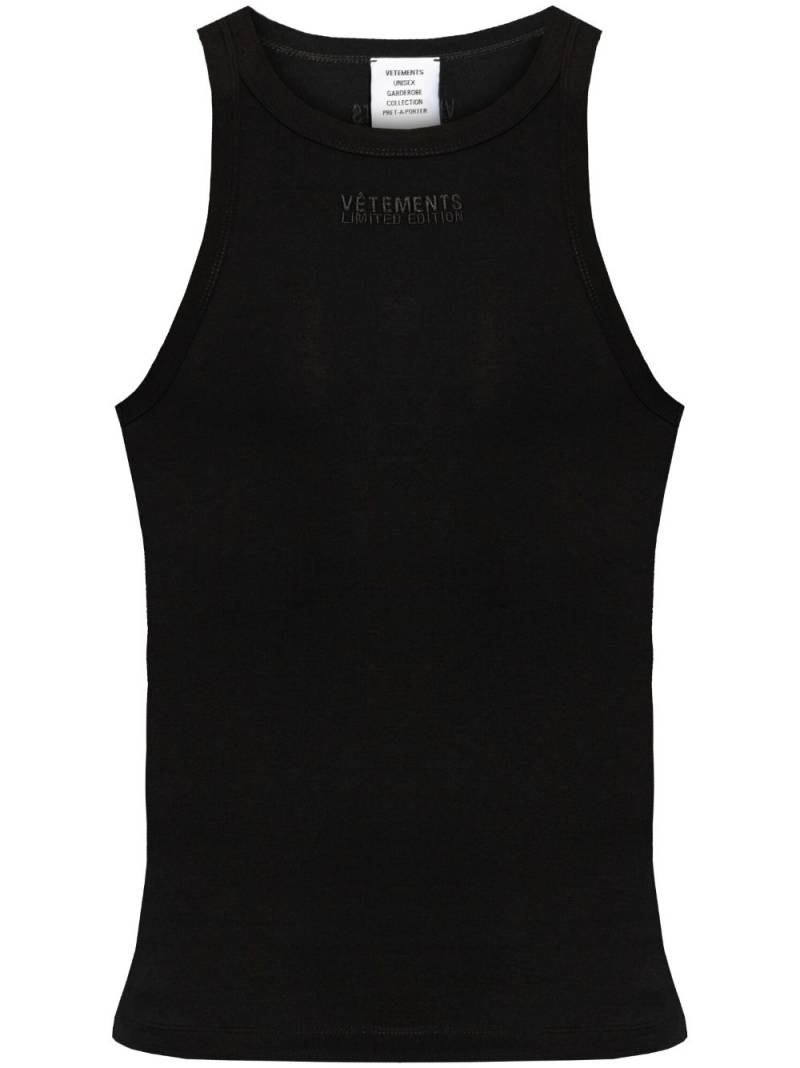 VETEMENTS logo-embroidered stretch-cotton tank top - Black von VETEMENTS