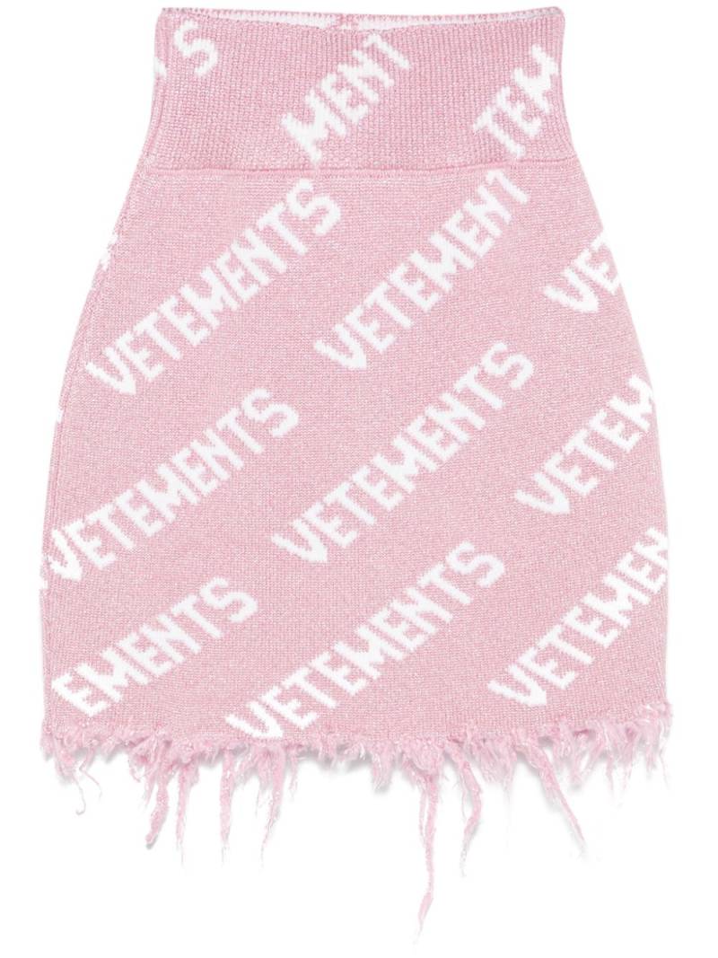 VETEMENTS logo-jacquard mini skirt - Pink von VETEMENTS