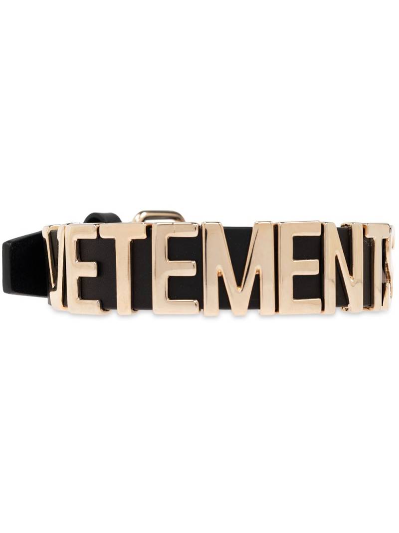 VETEMENTS logo leather choker necklace - Black von VETEMENTS