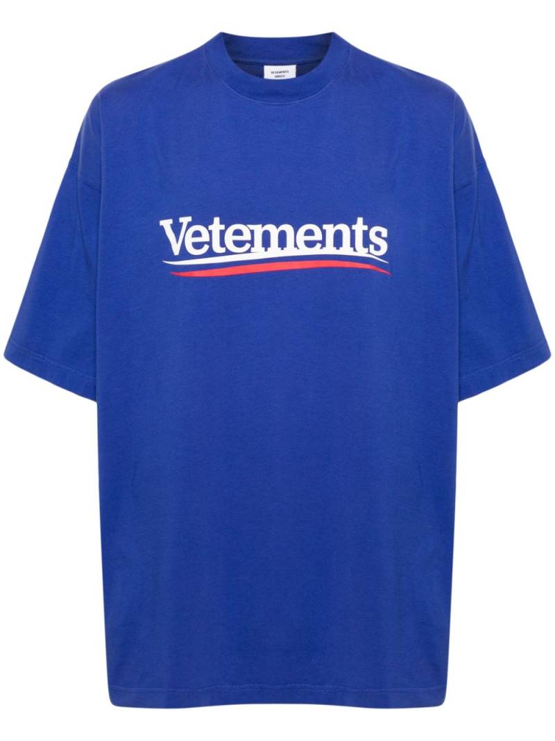 VETEMENTS logo-print cotton T-shirt - Blue von VETEMENTS