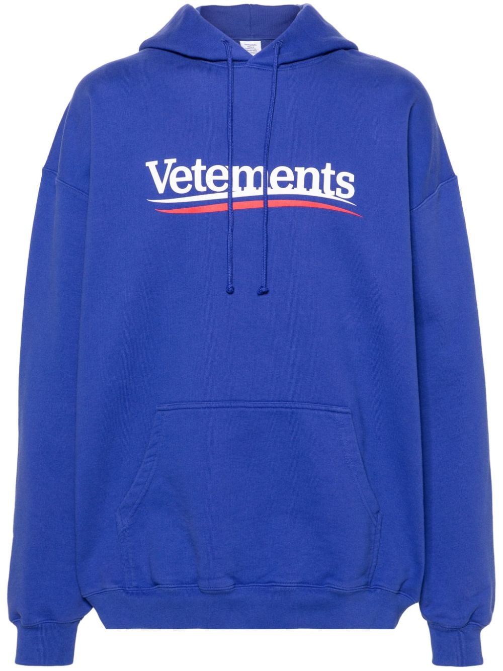 VETEMENTS logo-print cotton blend hoodie - Blue von VETEMENTS