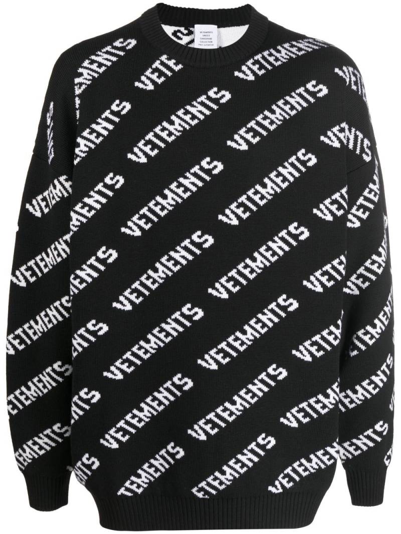 VETEMENTS logo-print crew neck jumper - Black von VETEMENTS