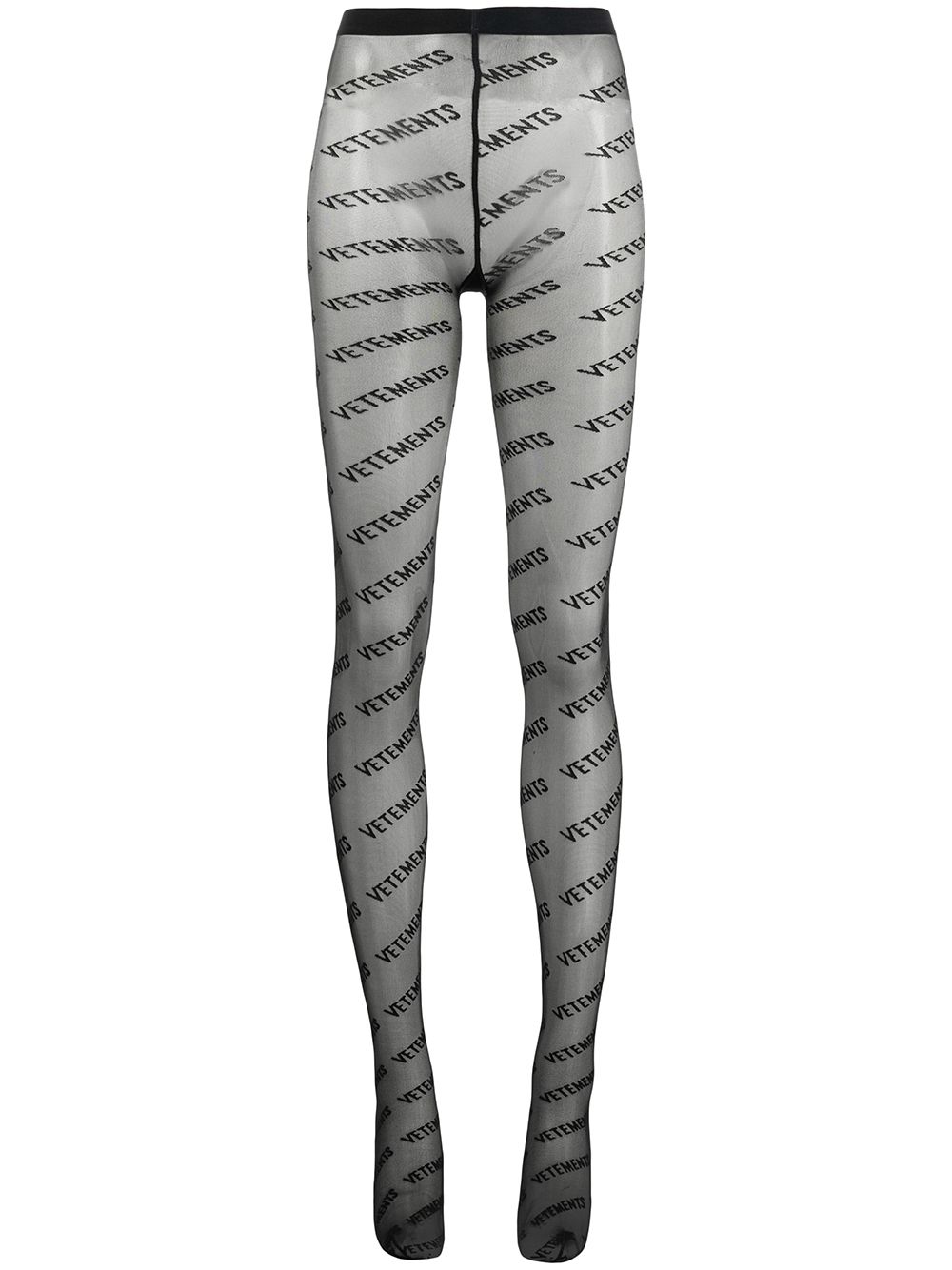 VETEMENTS logo-print semi-sheer tights - Black von VETEMENTS