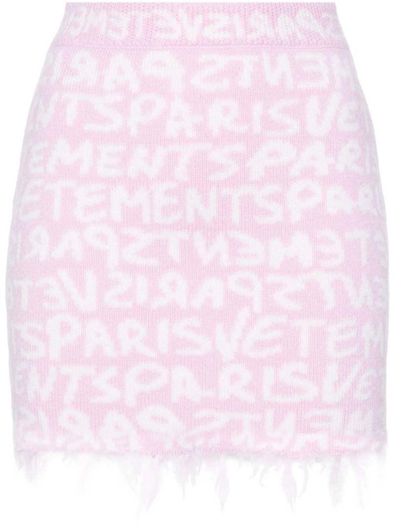 VETEMENTS monogram-jacquard merino miniskirt - Pink von VETEMENTS