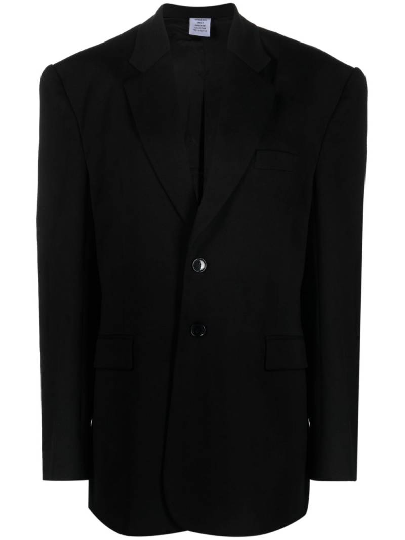 VETEMENTS padded shoulders single-breasted blazer - Black von VETEMENTS