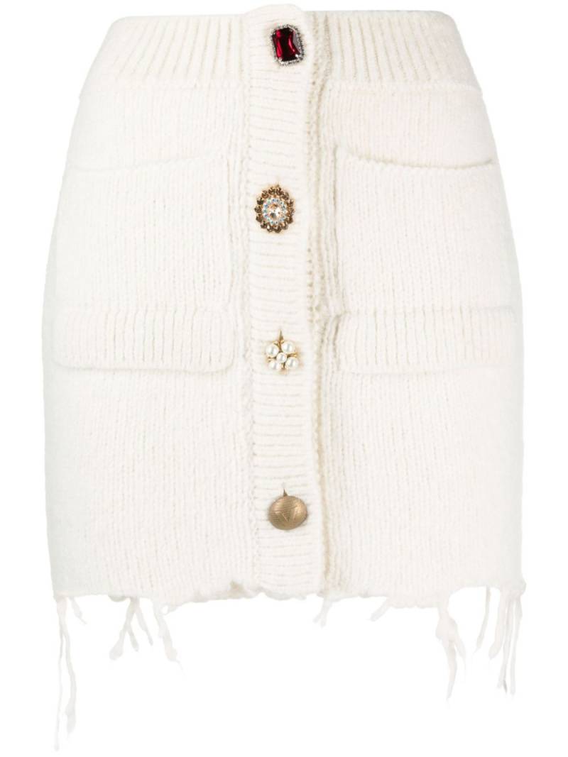 VETEMENTS rhinestone-embellished knitted miniskirt - White von VETEMENTS