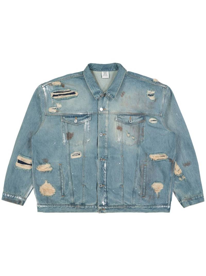 VETEMENTS ripped-detailing denim jacket - Blue von VETEMENTS