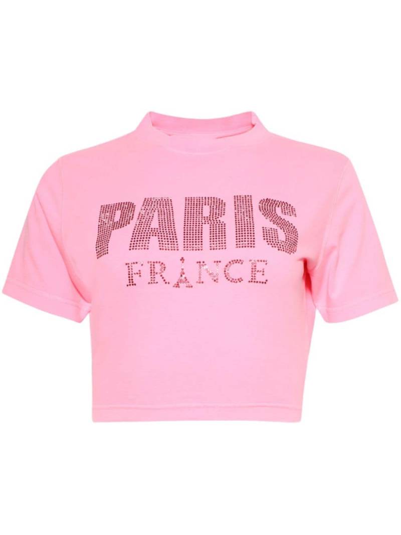 VETEMENTS slogan-embellished cropped T-shirt - Pink von VETEMENTS