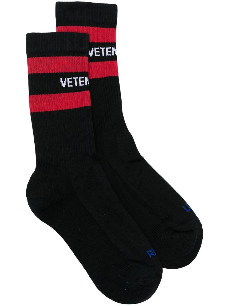 VETEMENTS stripe-trim intarsia-knit socks - Black von VETEMENTS