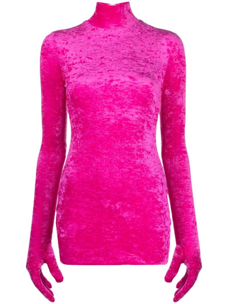 VETEMENTS velvet glove-sleeve minidress - Pink von VETEMENTS