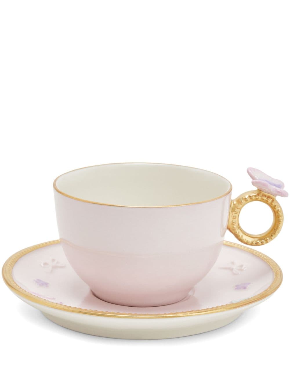 VILLARI butterfly detail tea cup and saucer set - Pink von VILLARI