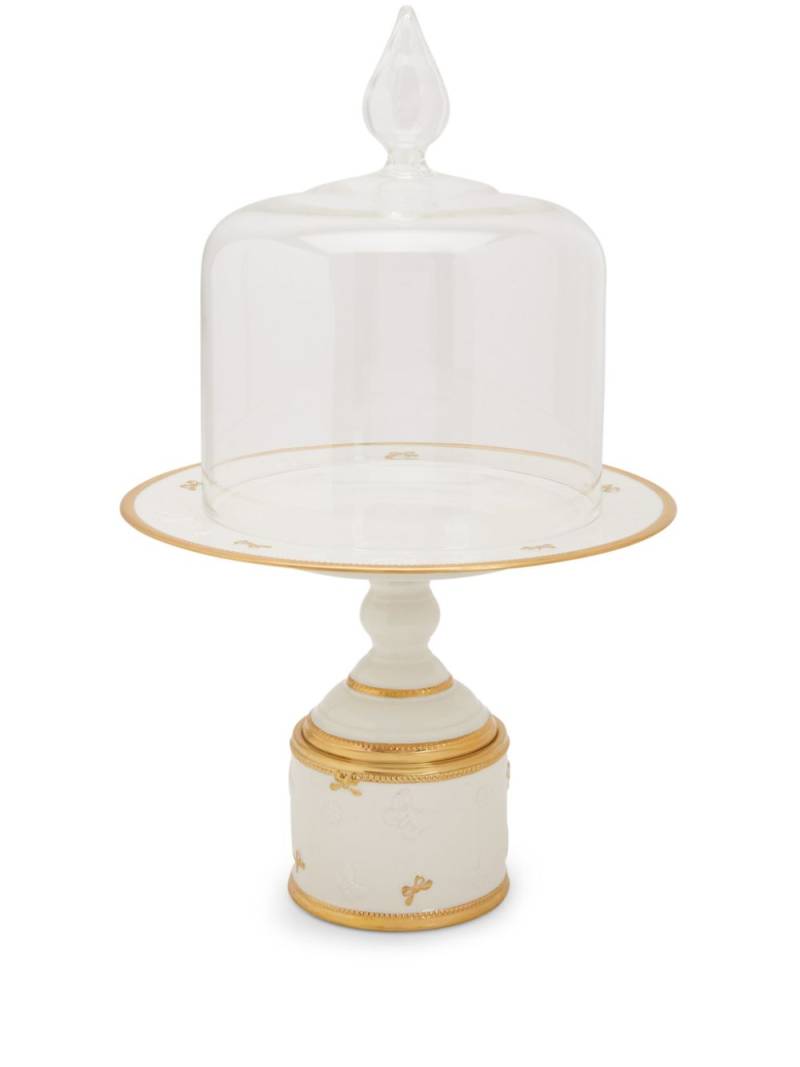 VILLARI embossed bow detailing cake stand - White von VILLARI