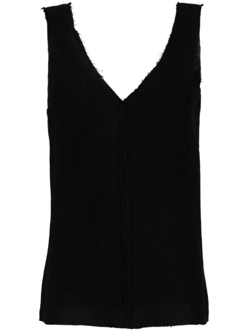 VOZ V-neck linen top - Black von VOZ