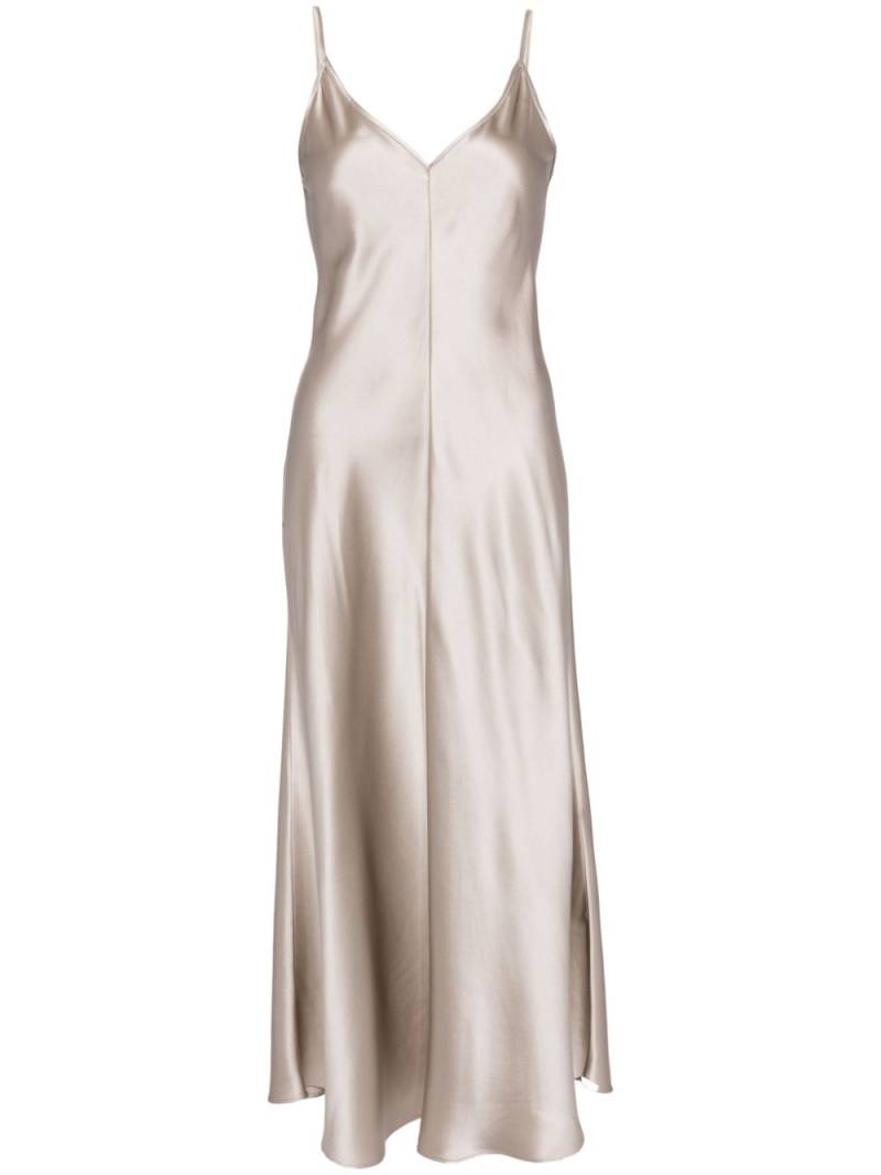 VOZ V-neck slip silk dress - Neutrals von VOZ