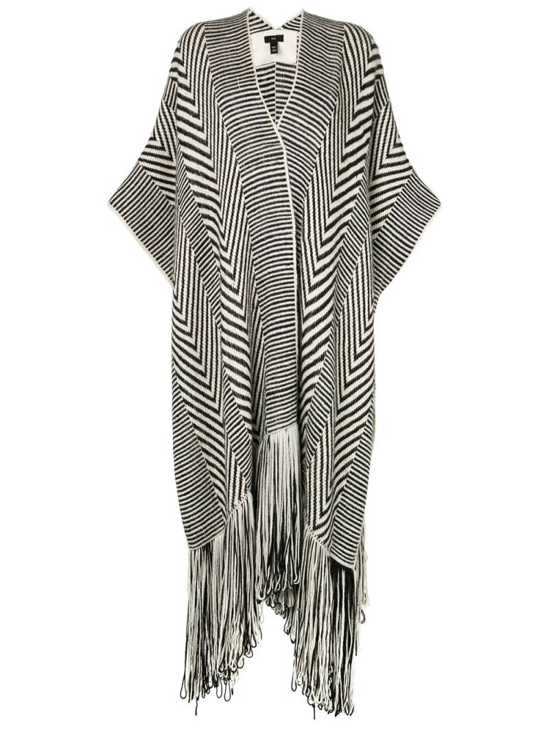 VOZ chevron fringed knitted duster - White von VOZ