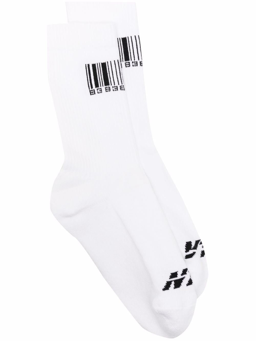 VTMNTS barcode-print socks - White von VTMNTS