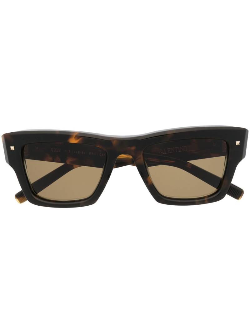 VALENTINO GARAVANI EYEWEAR Rockstud square-frame sunglasses - Brown von VALENTINO GARAVANI EYEWEAR