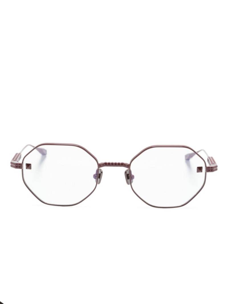 Valentino Eyewear V-Stud geometric frame glasses - Red von Valentino Eyewear