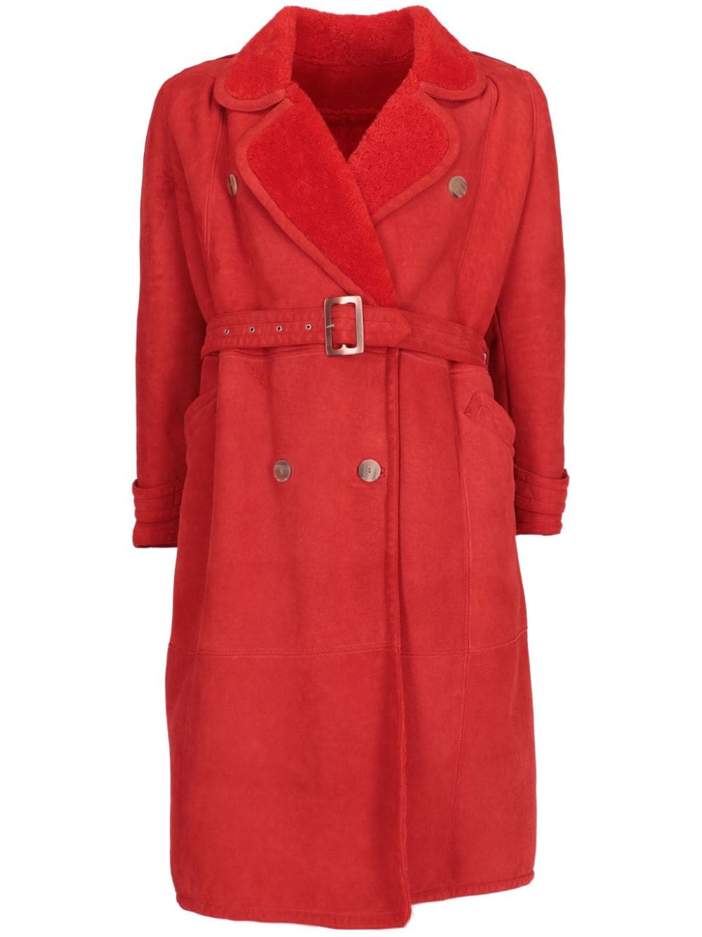 Valentino Garavani Pre-Owned 1980 double-breasted shearling coat - Red von Valentino Garavani Pre-Owned