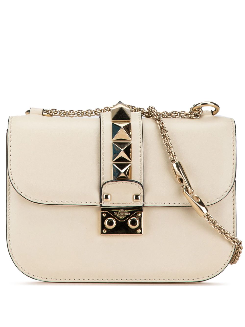 Valentino Garavani Pre-Owned 2010-2023 Small Rockstud Glam Lock crossbody bag - White von Valentino Garavani Pre-Owned