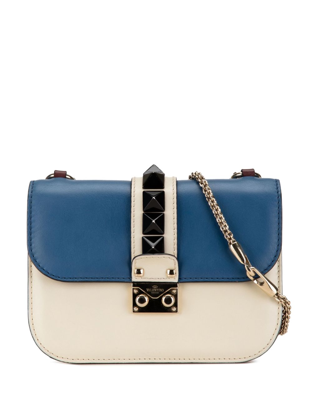 Valentino Garavani Pre-Owned 2010-2023 Small Tricolor Rockstud Glam Lock crossbody bag - White von Valentino Garavani Pre-Owned