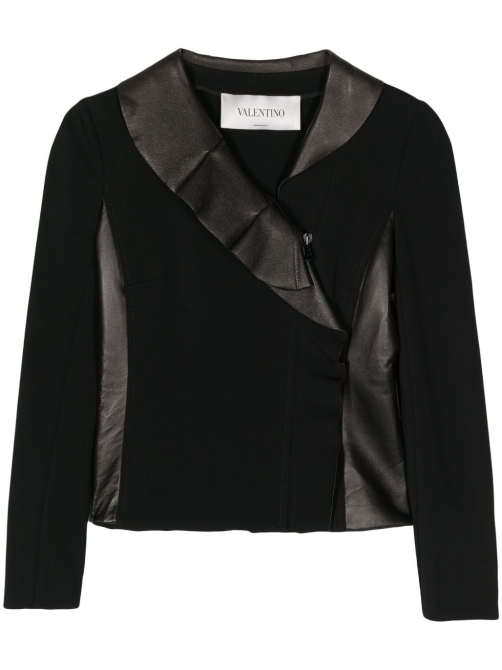 Valentino Garavani Pre-Owned 2010 ruffle-trim cropped jacket - Black von Valentino Garavani Pre-Owned