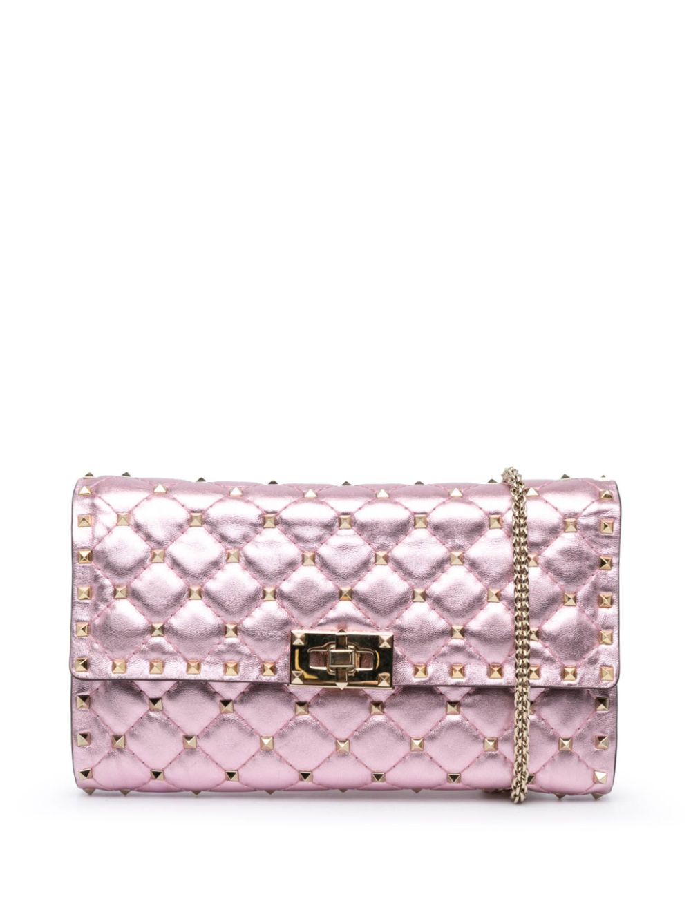 Valentino Garavani Pre-Owned 2018 Metallic Lambskin Rockstud Spike Wallet on Chain crossbody bag - Pink von Valentino Garavani Pre-Owned