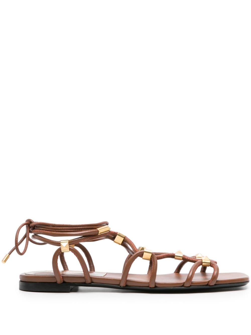 Valentino Garavani Pre-Owned Rockstud Net lace-up sandals - Brown von Valentino Garavani Pre-Owned