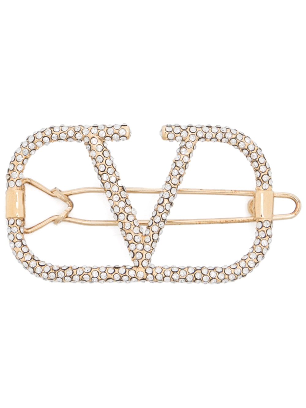 Valentino Garavani Pre-Owned VLogo Signature swarovsky-crystal hair clip - Gold von Valentino Garavani Pre-Owned