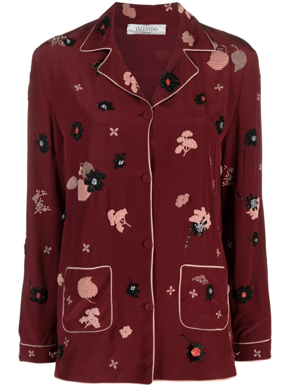 Valentino Garavani Pre-Owned floral embellished silk shirt - Red von Valentino Garavani Pre-Owned