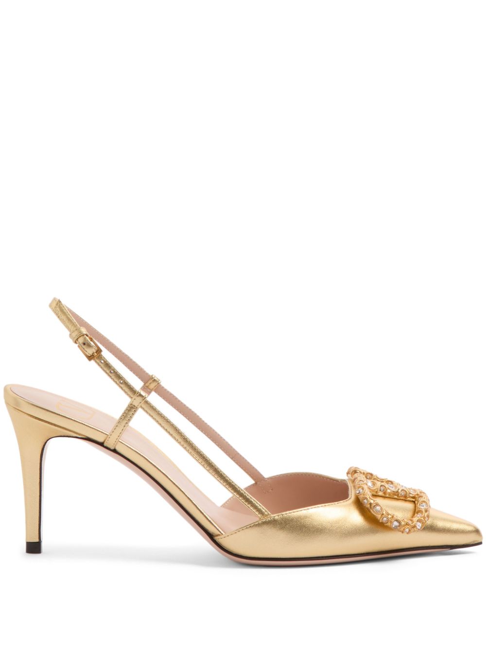 Valentino Garavani 80mm VLogo Signature slingback pumps - Gold von Valentino Garavani