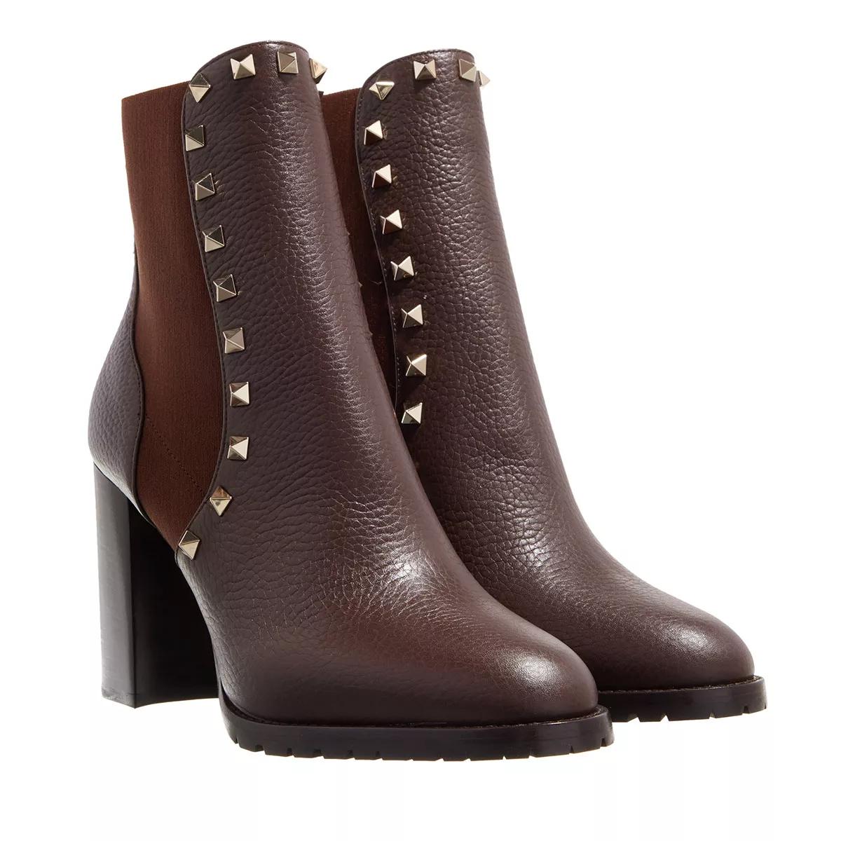 Valentino Garavani Boots & Stiefeletten - Rockstud Ankle Boot - Gr. 36 (EU) - in Braun - für Damen von Valentino Garavani