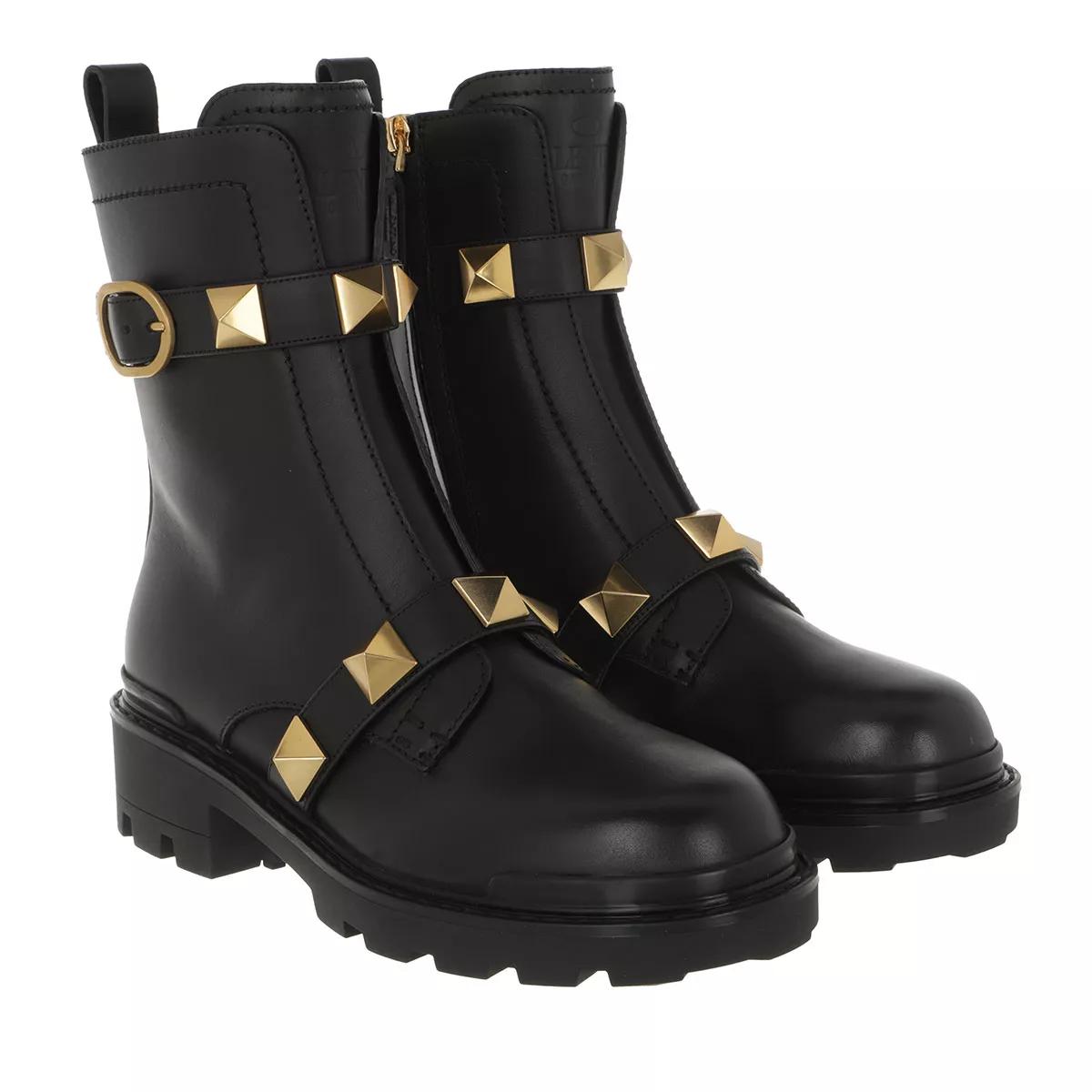 Valentino Garavani Boots & Stiefeletten - Roman Stud Combat Boots Leather - Gr. 37 (EU) - in Schwarz - für Damen von Valentino Garavani