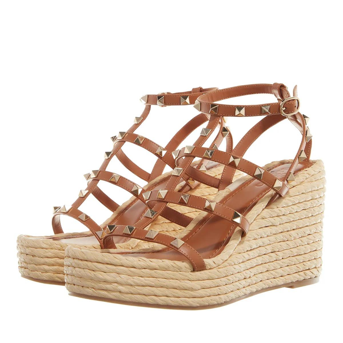 Valentino Garavani Espadrilles - Rockstud Wedge Espadrilles - Gr. 39 (EU) - in Braun - für Damen von Valentino Garavani