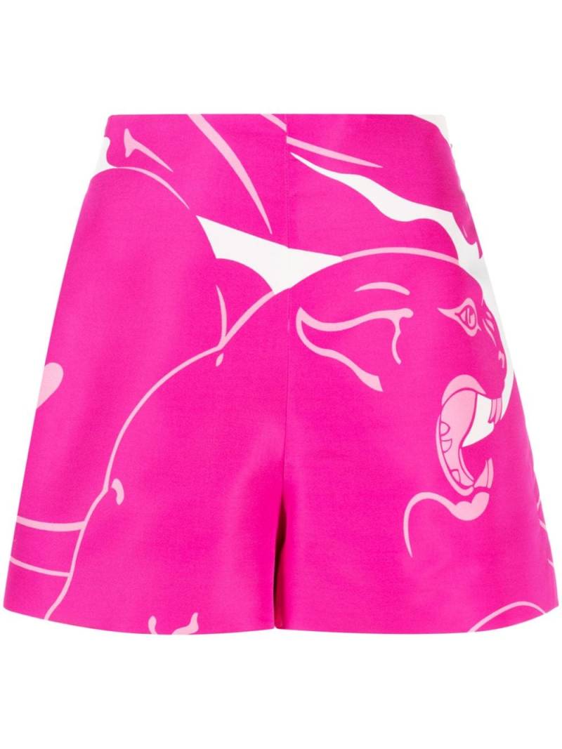 Valentino Garavani Faille Panther silk shorts - Pink von Valentino Garavani