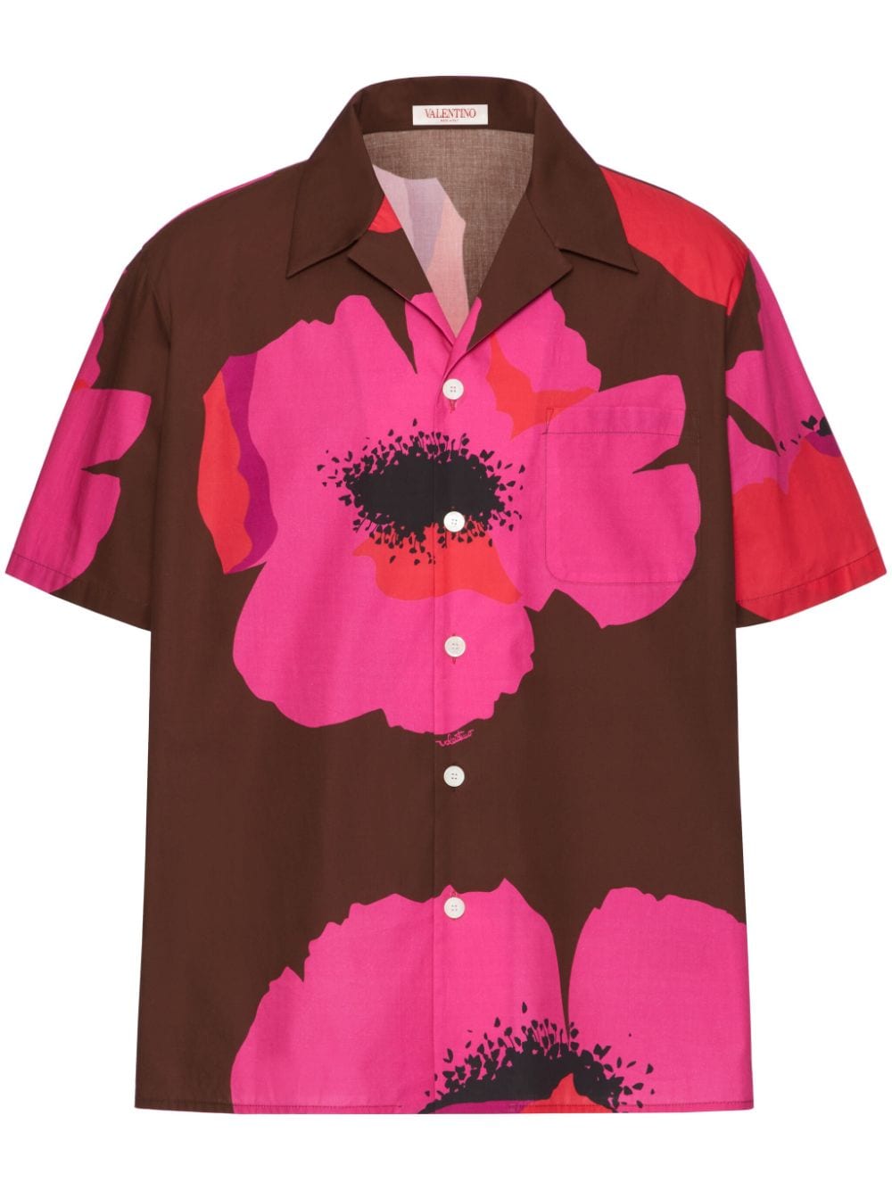 Valentino Garavani Flower Portrait-print bowling shirt - Brown von Valentino Garavani