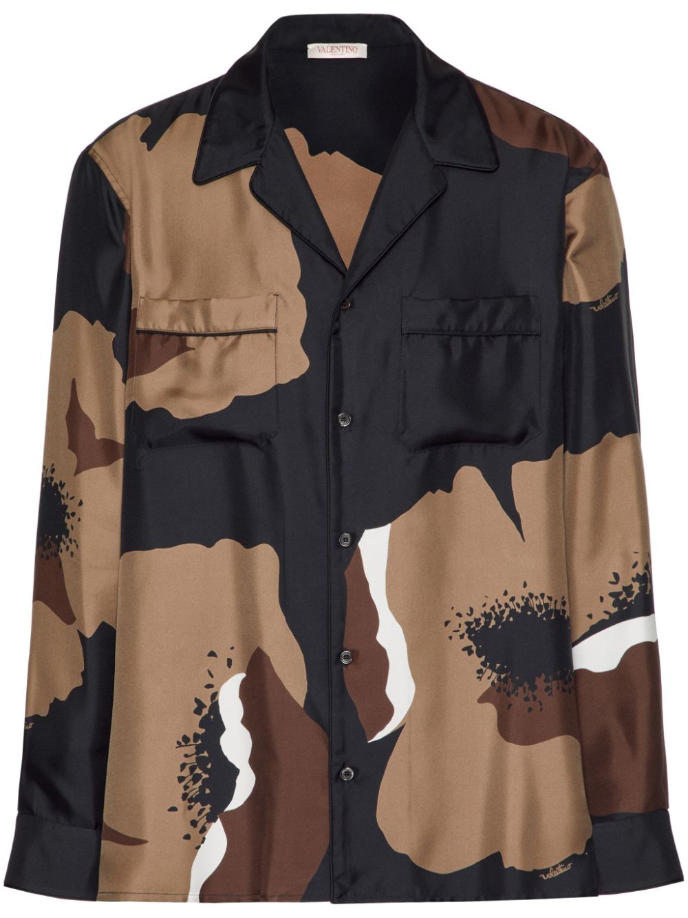 Valentino Garavani Flower Portrait-print pajama shirt - Brown von Valentino Garavani