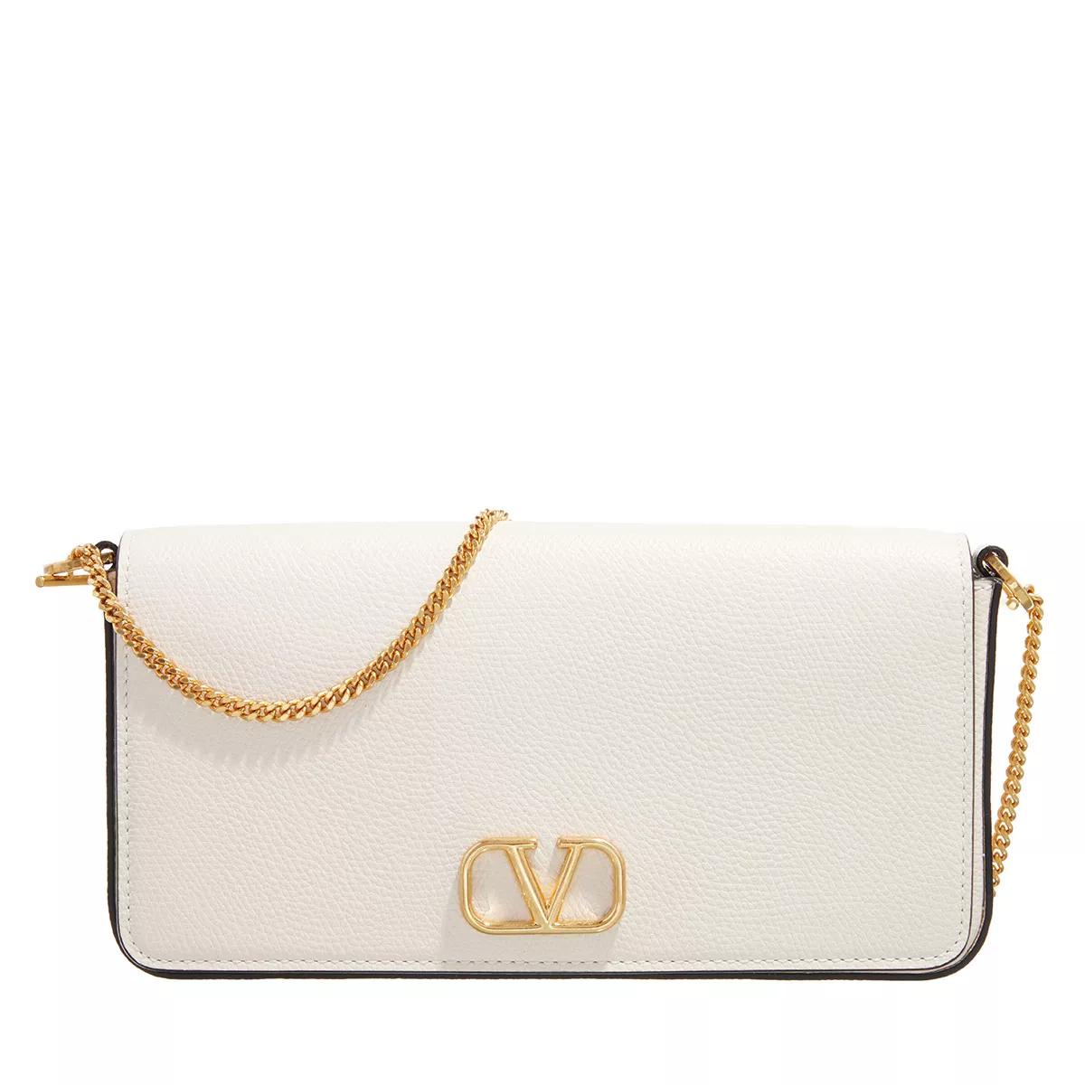 Valentino Garavani Handtasche - Clutch V-Logo Pouch - Gr. unisize - in Creme - für Damen von Valentino Garavani