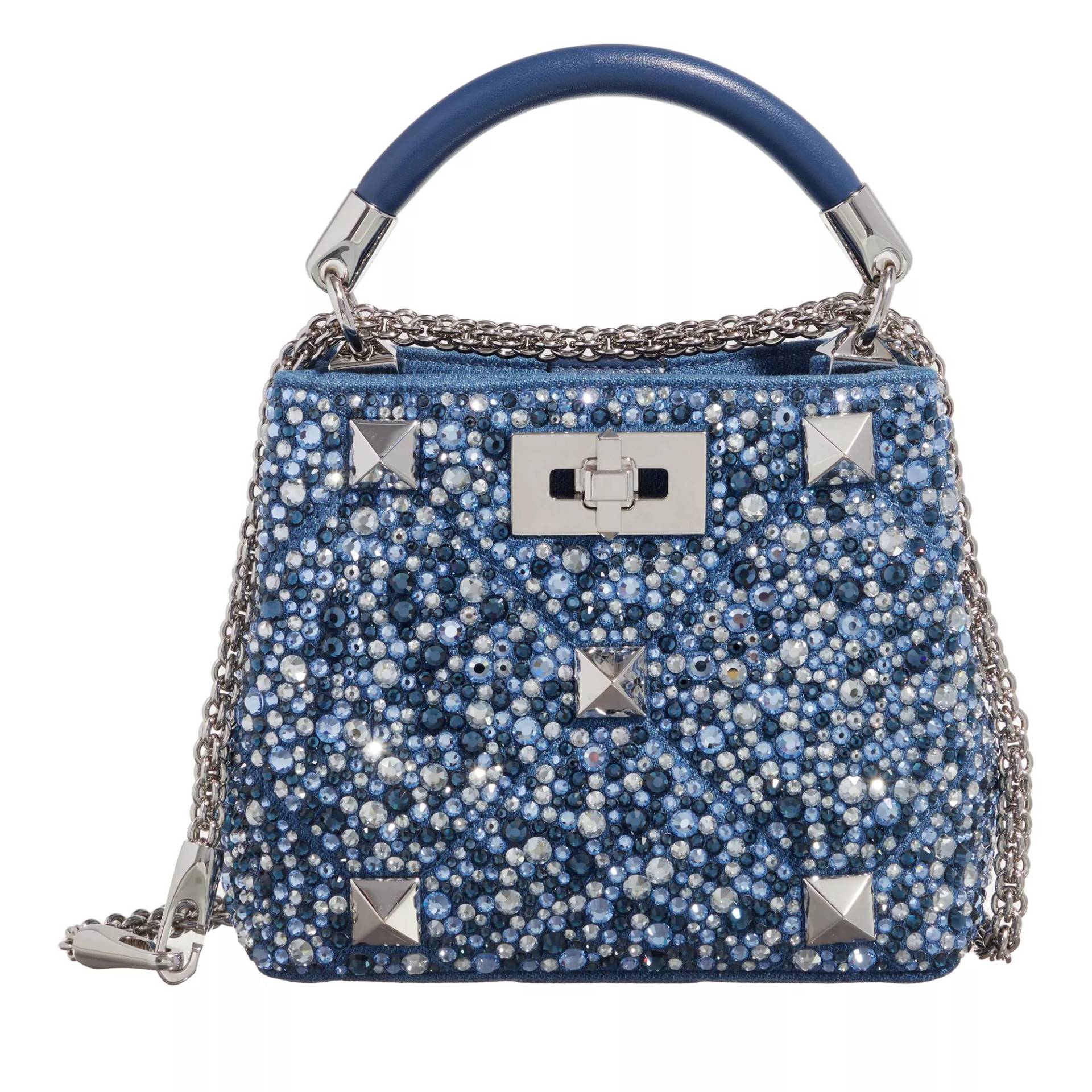 Valentino Garavani Henkeltasche - Casual Style Denim Studded Bag - Gr. unisize - in Blau - für Damen von Valentino Garavani