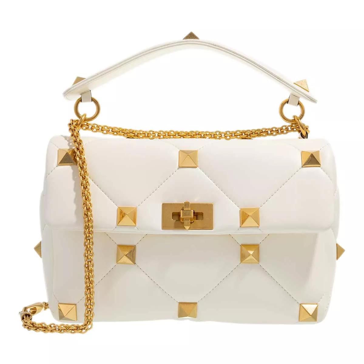 Valentino Garavani Henkeltasche - Roman Stud Large Shoulder Bag - Gr. unisize - in Creme - für Damen von Valentino Garavani