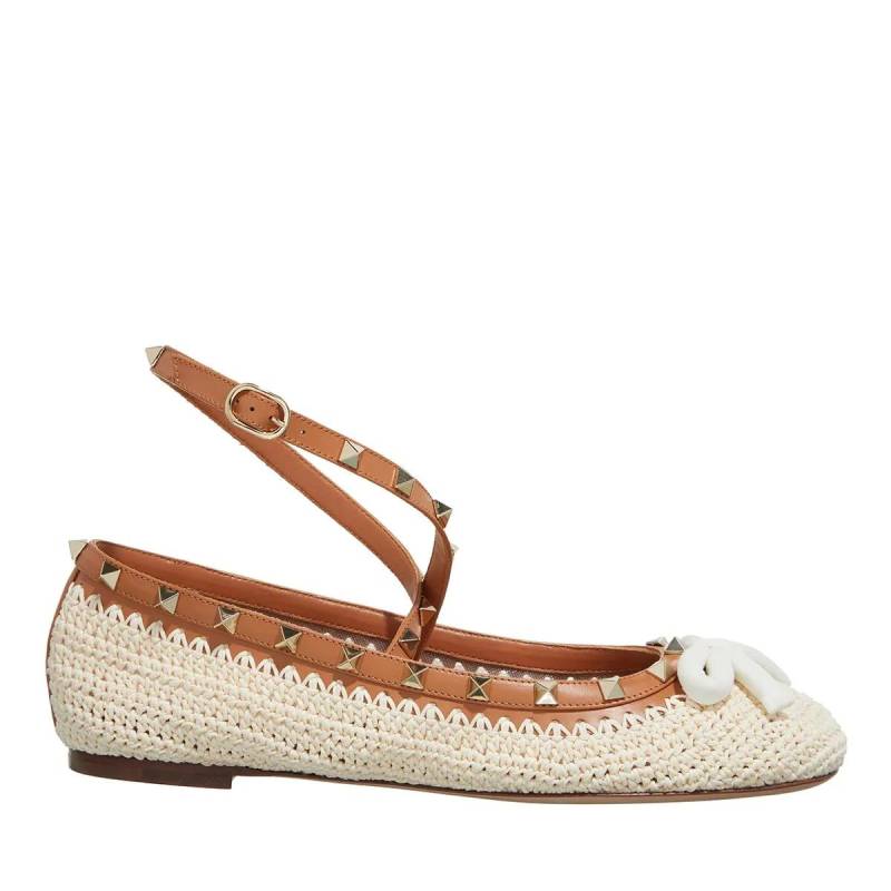 Valentino Garavani Loafer - Rockstud Crochet Ballerinas - Gr. 37 (EU) - in Beige - für Damen von Valentino Garavani