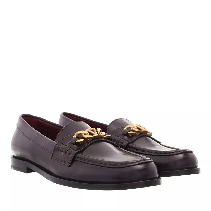 Valentino Garavani Loafer - V-Logo Chain Mocassin Leather - Gr. 41 (EU) - in Braun - für Damen von Valentino Garavani