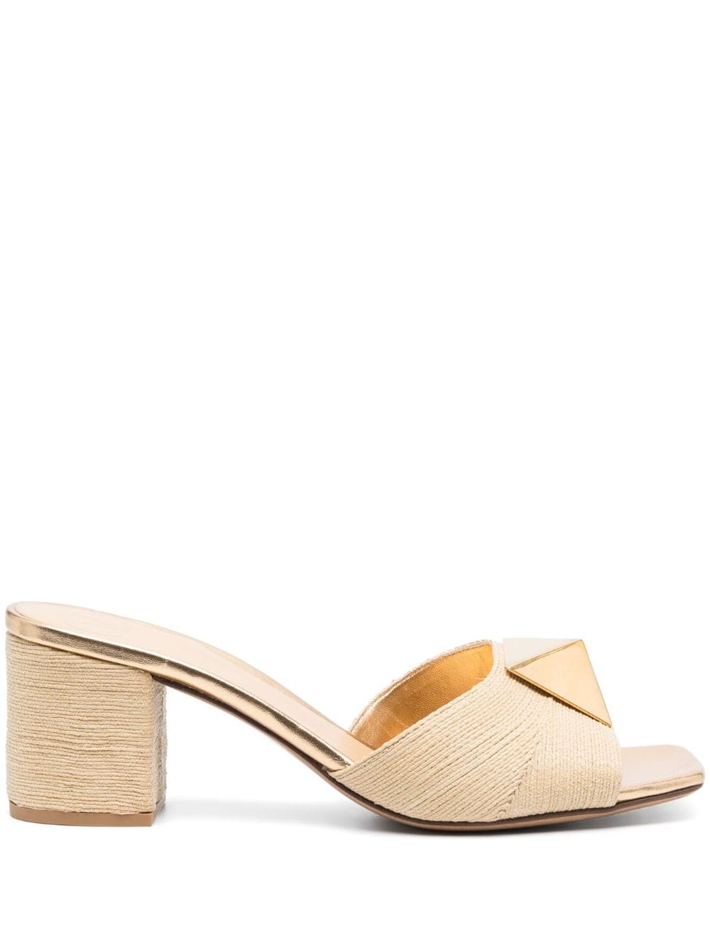 Valentino Garavani One Stud 65mm raffia mules - Neutrals von Valentino Garavani